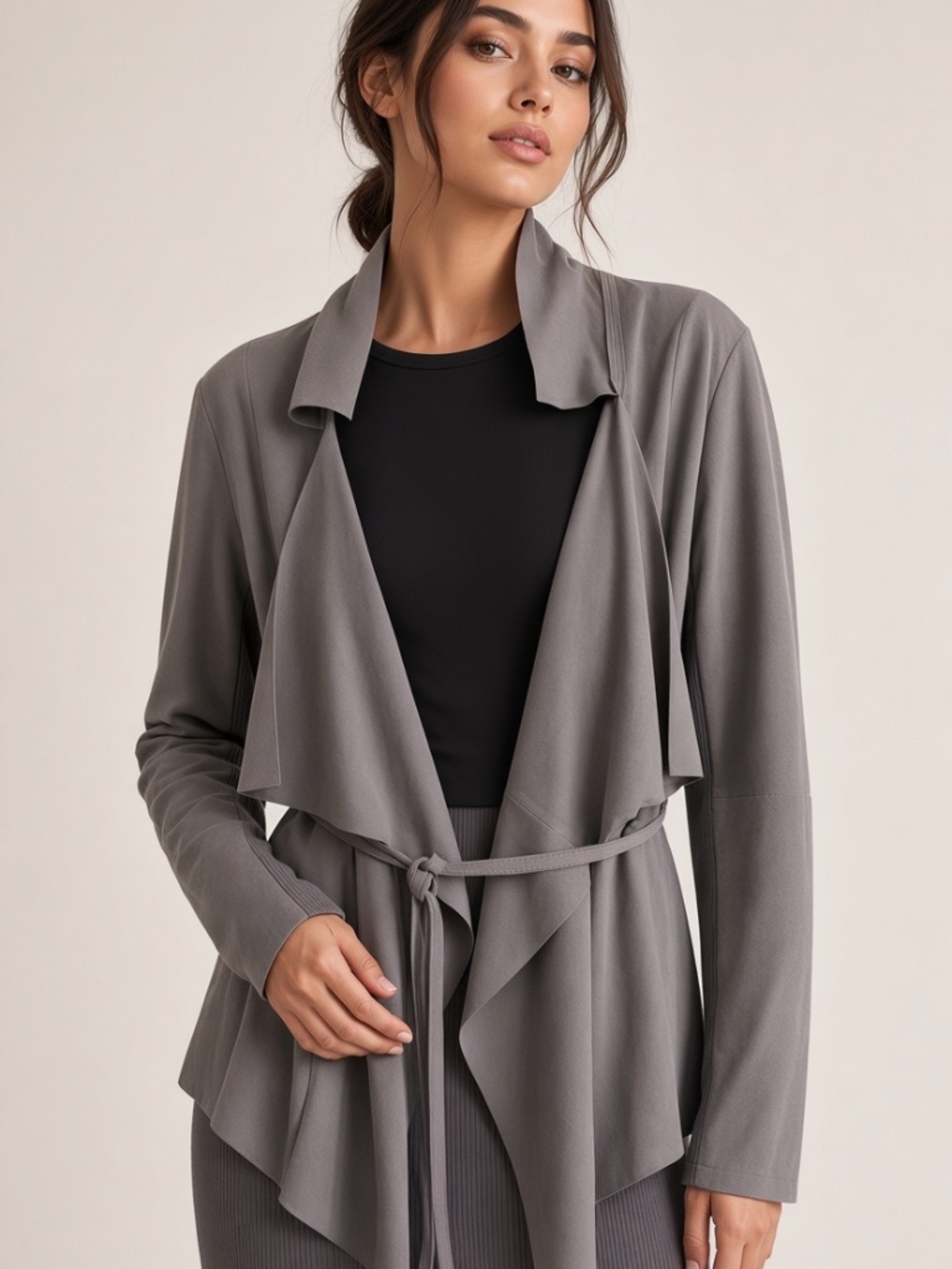 EMU Australia Sheepskin Waterfall Drape Jacket XS  Belted Suede